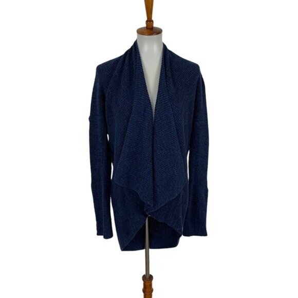 Banana Republic Open Front Cardigan Sweater Blue Draped Cotton Knit Medium - Picture 1 of 7